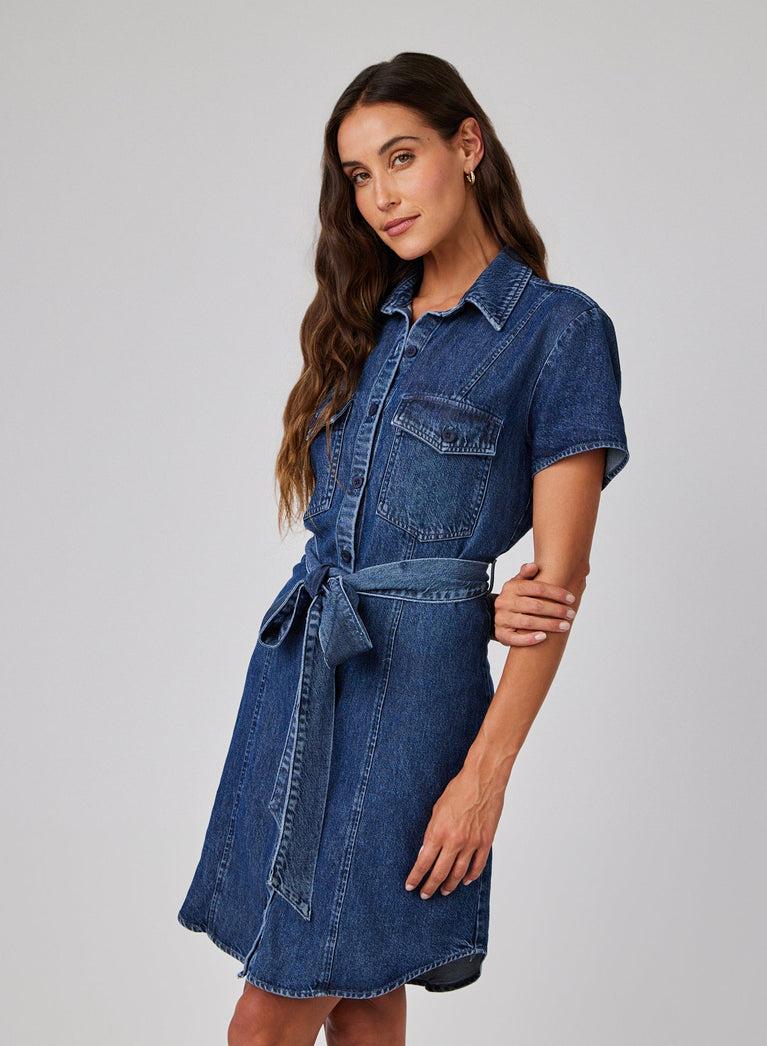 Bella Dahl Short Sleeve Seamed Shirt Dress - Horizon Wash