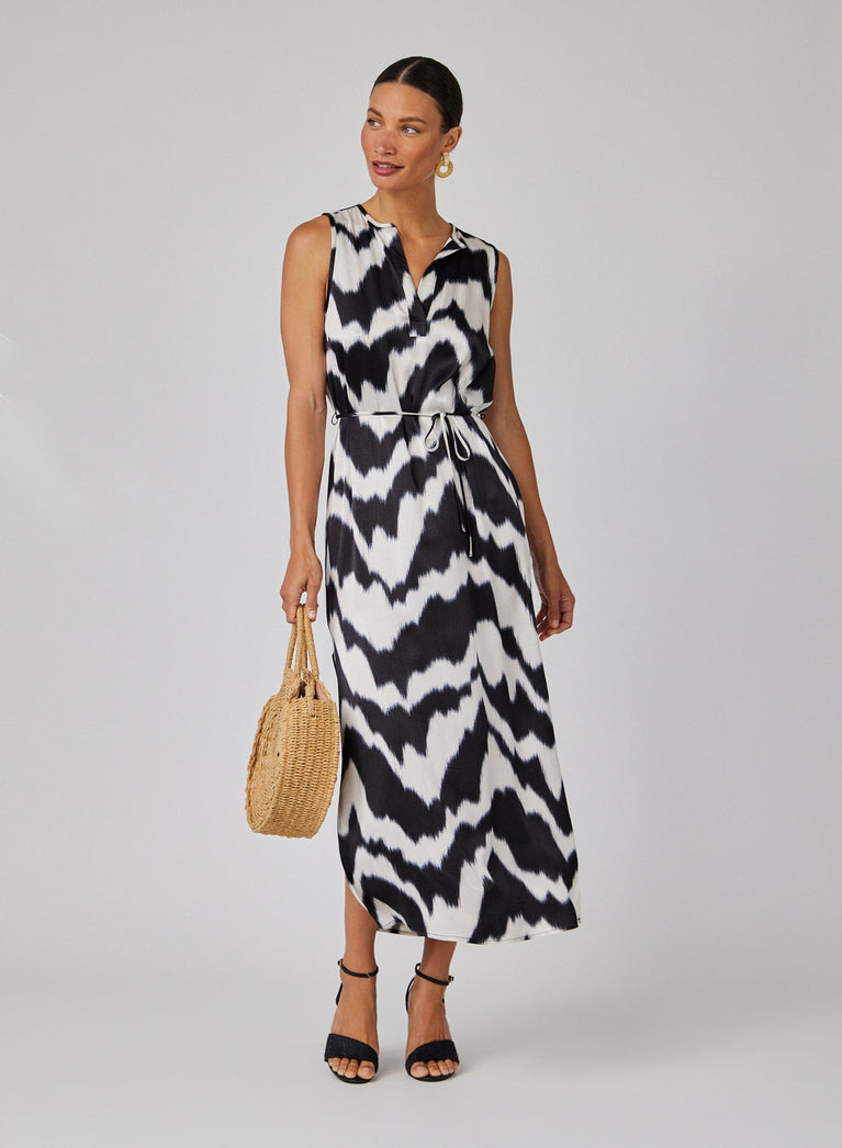 bella dahl Sleeveless Belted Maxi Dress - Abstract Ikat Print
