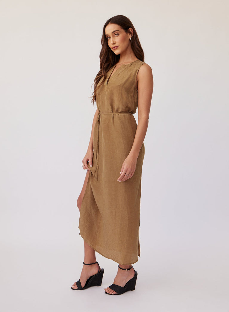 Bella Dahl Sleeveless Belted Maxi Dress - Sahara Green