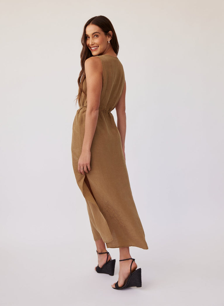 Bella Dahl Sleeveless Belted Maxi Dress - Sahara Green