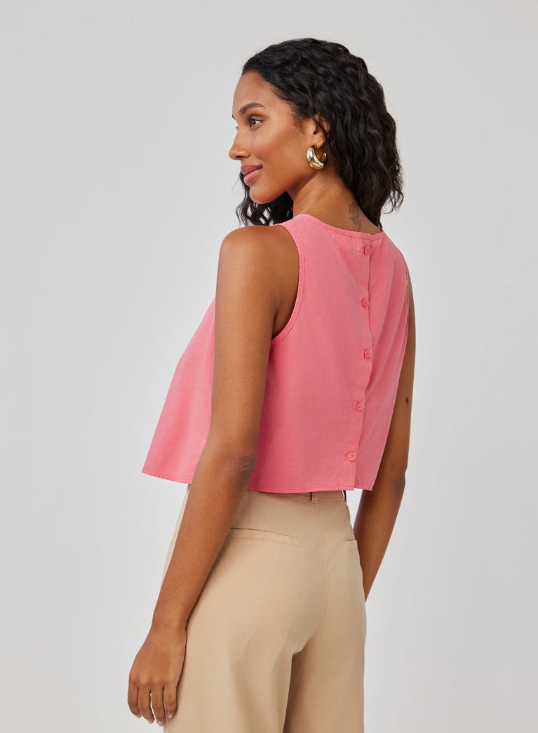 Bella Dahl Sleeveless Button Back Top - Hibiscus Pink