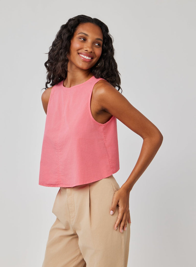 Bella Dahl Sleeveless Button Back Top - Hibiscus Pink