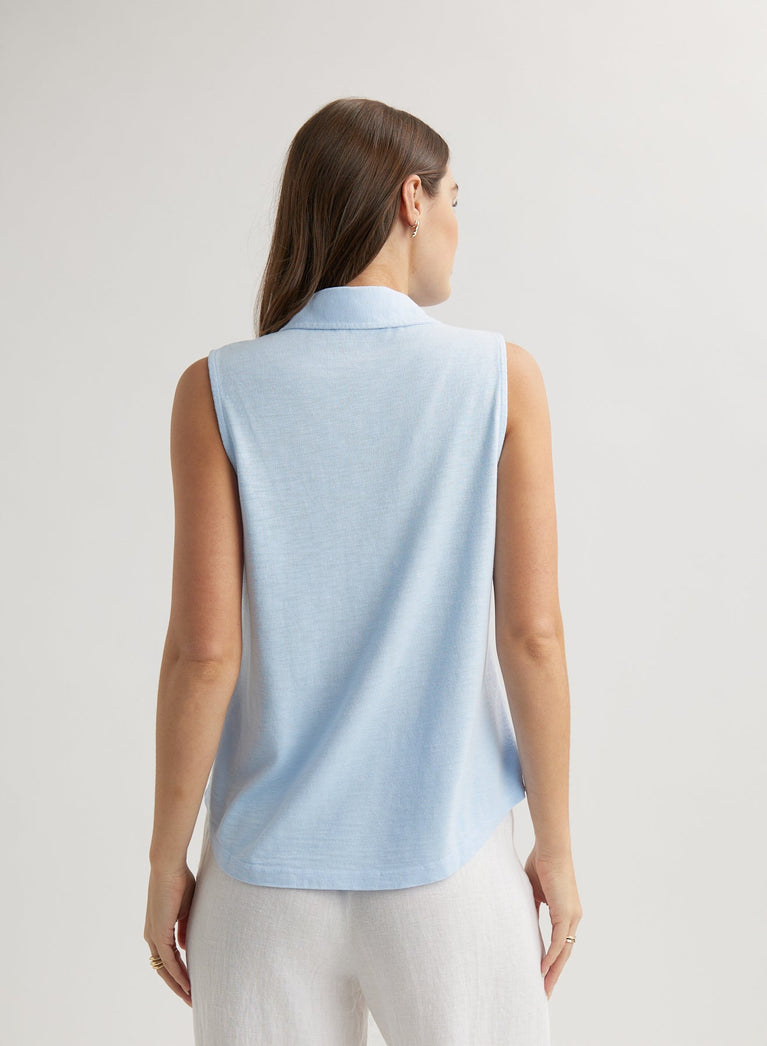 Bella Dahl Sleeveless Button Front Top - Perennial Blue