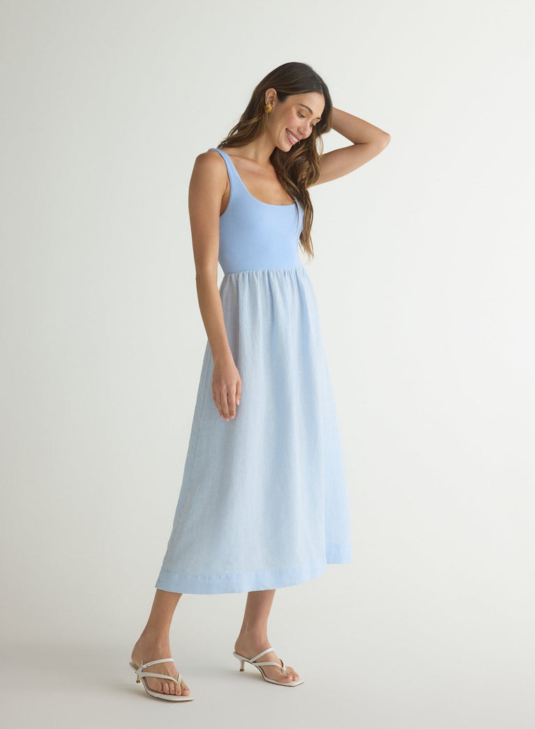 Bella Dahl Sleeveless Knit Combo Dress - Blue Periwinkle