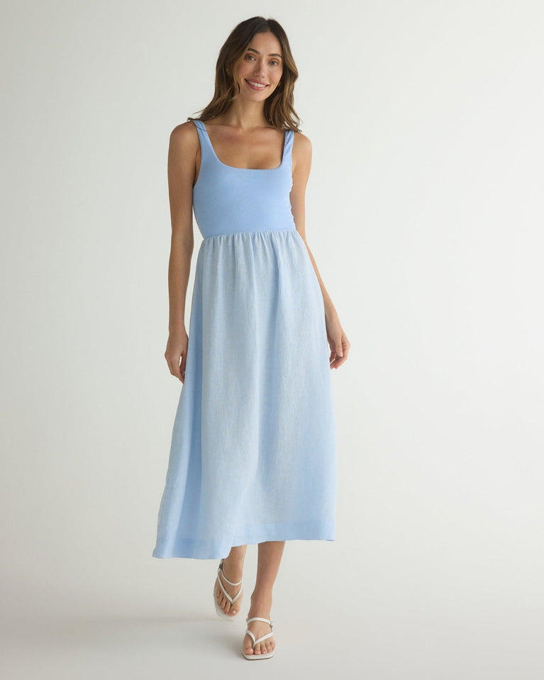 bella dahl Sleeveless Knit Combo Dress - Blue Periwinkle