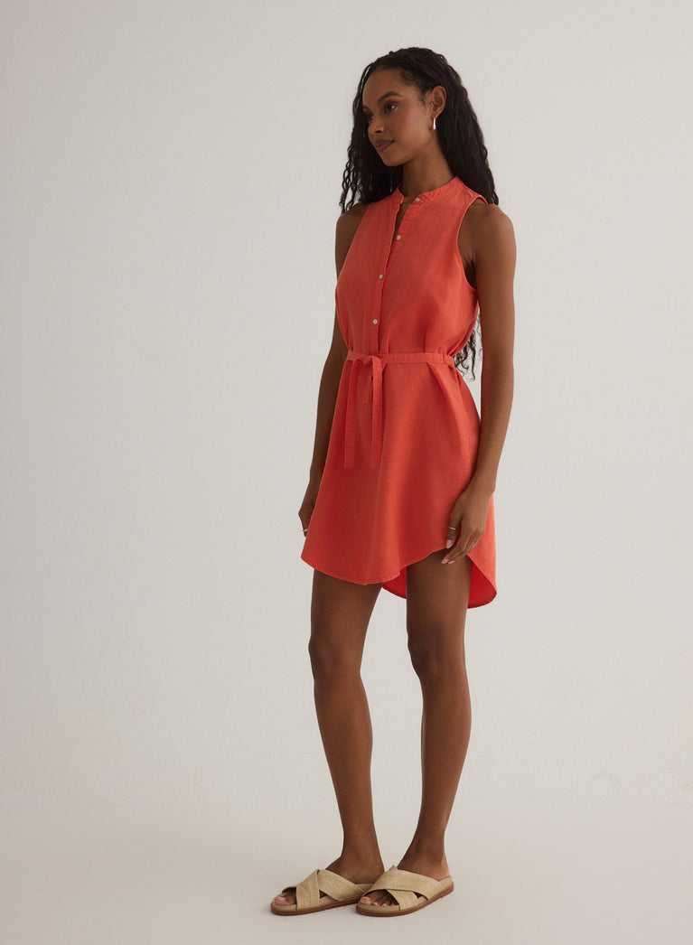 Bella Dahl Sleeveless Placket Pullover Dress - Sicilian Orange
