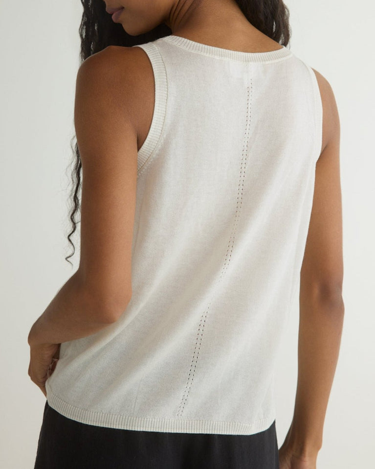 Bella Dahl Sleeveless Scoop Neck Knit Top - Off White