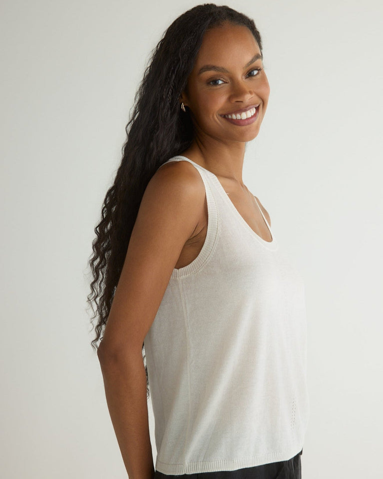 Bella Dahl Sleeveless Scoop Neck Knit Top - Off White