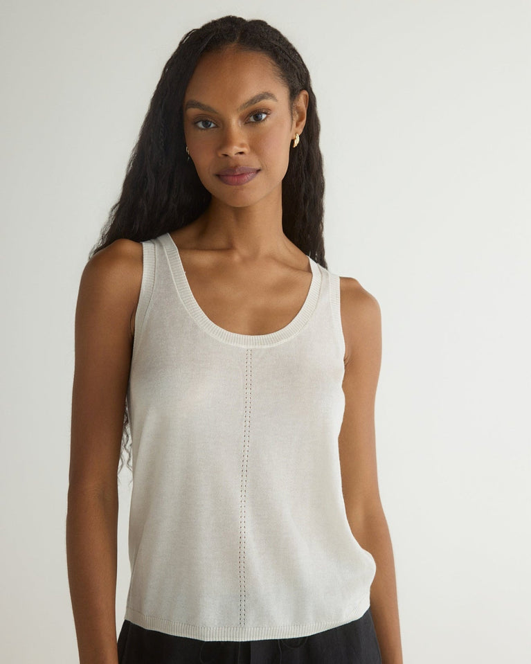 bella dahl Sleeveless Scoop Neck Knit Top - Off White