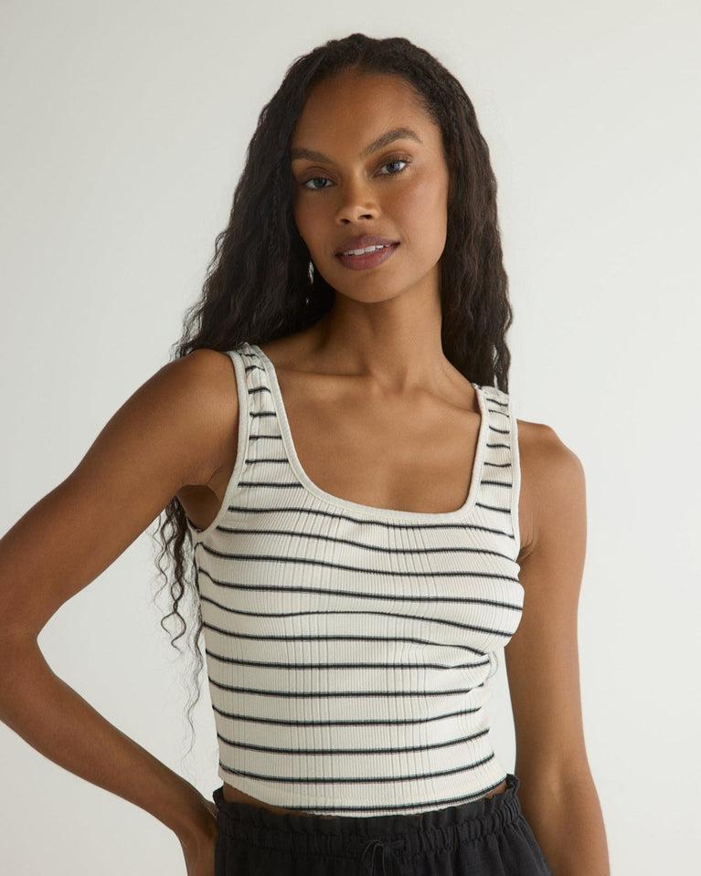 bella dahl Sleeveless Square Neck Top - Cannes Stripe