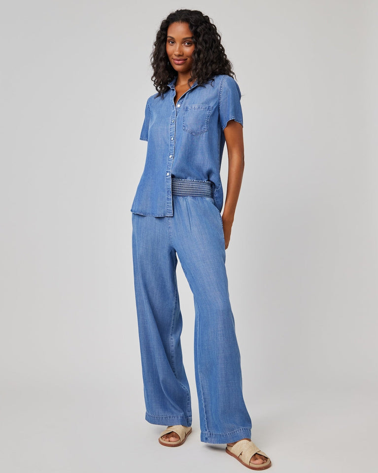 bella dahl Smocked Waist Wide Leg Pant - Moonlit Haze Wash