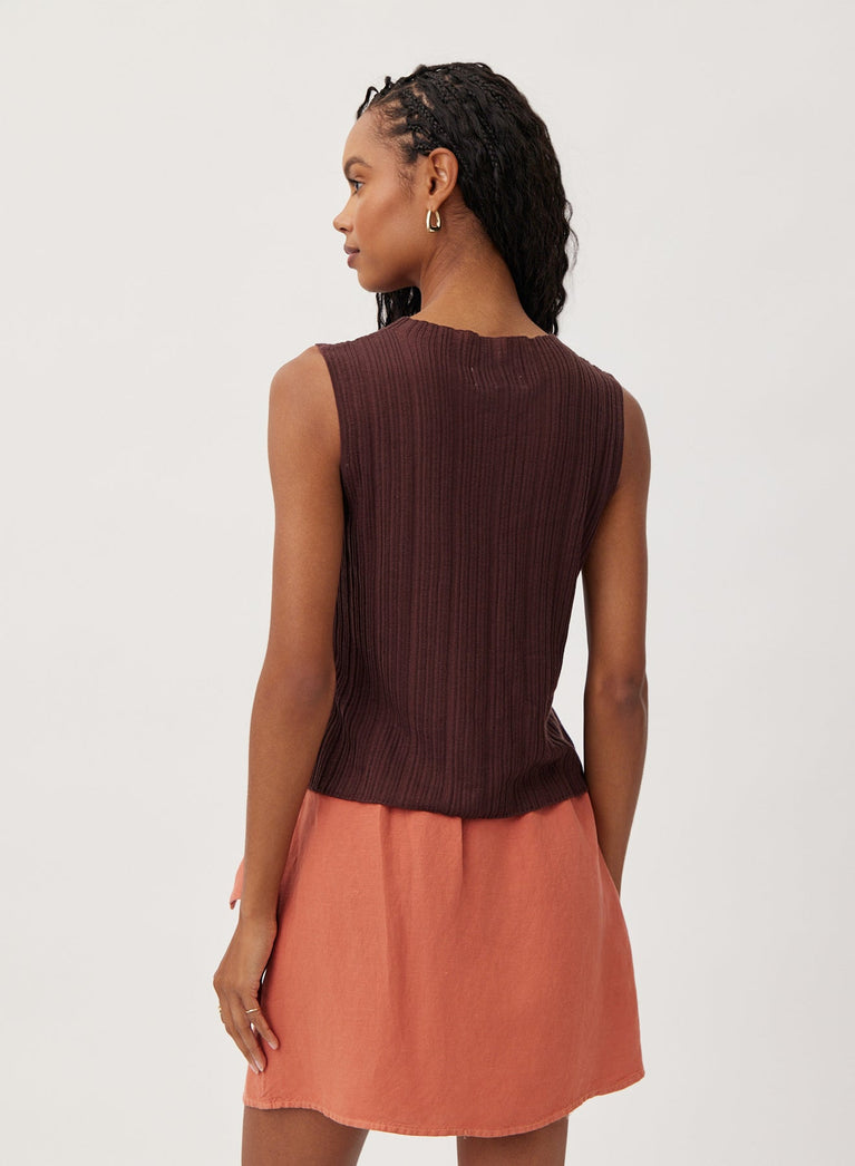 Bella Dahl Texture Ribbed Mock Neck Top - Casablanca Brown