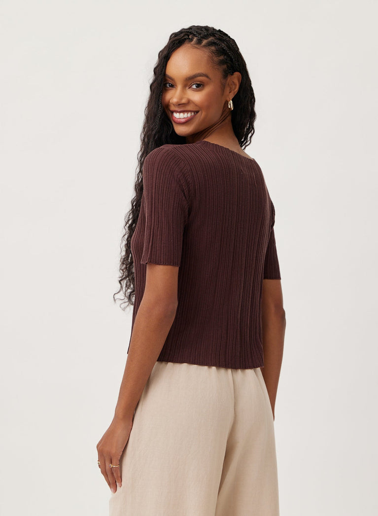 Bella Dahl Textured Ribbed Short Sleeve Top - Casablanca Brown