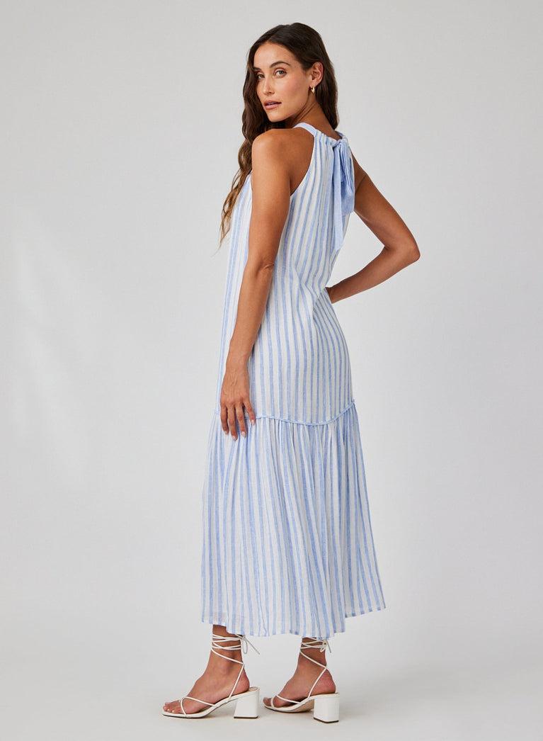 Bella Dahl Tiered Contrast Maxi Dress - Blue Sky Stripe
