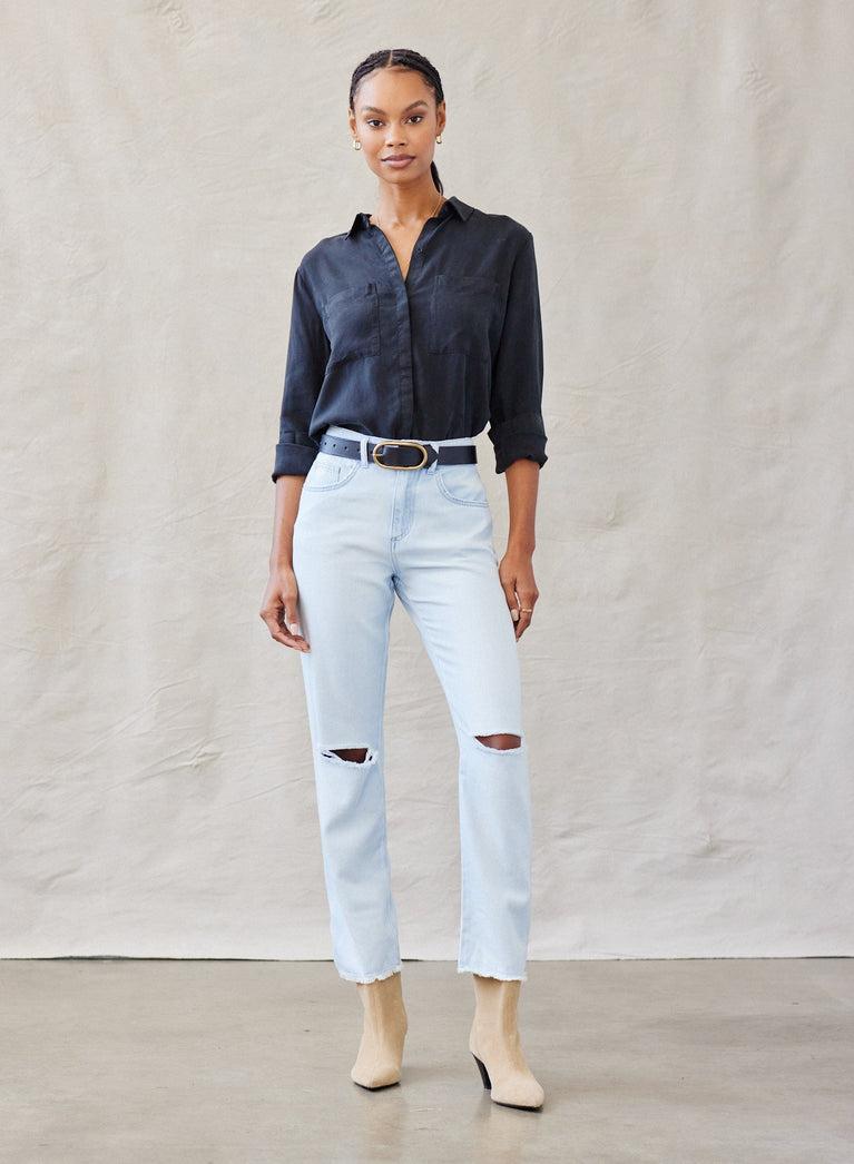 Bella Dahl Two Pocket Classic Button Down - Vintage Black