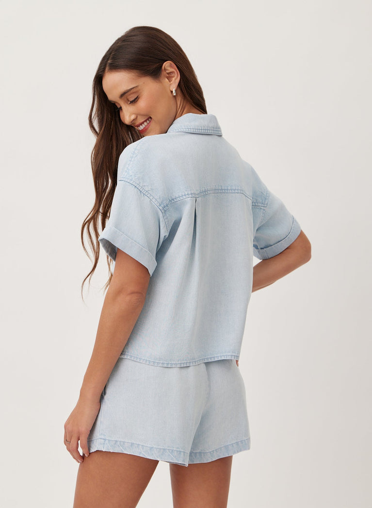 Bella Dahl Two Pocket Short Sleeve Shirt - Oasis Spray Wash