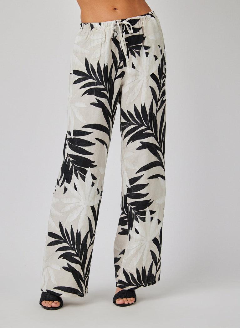 Bella Dahl Wide Leg With Drawstring - Maui Palm Print