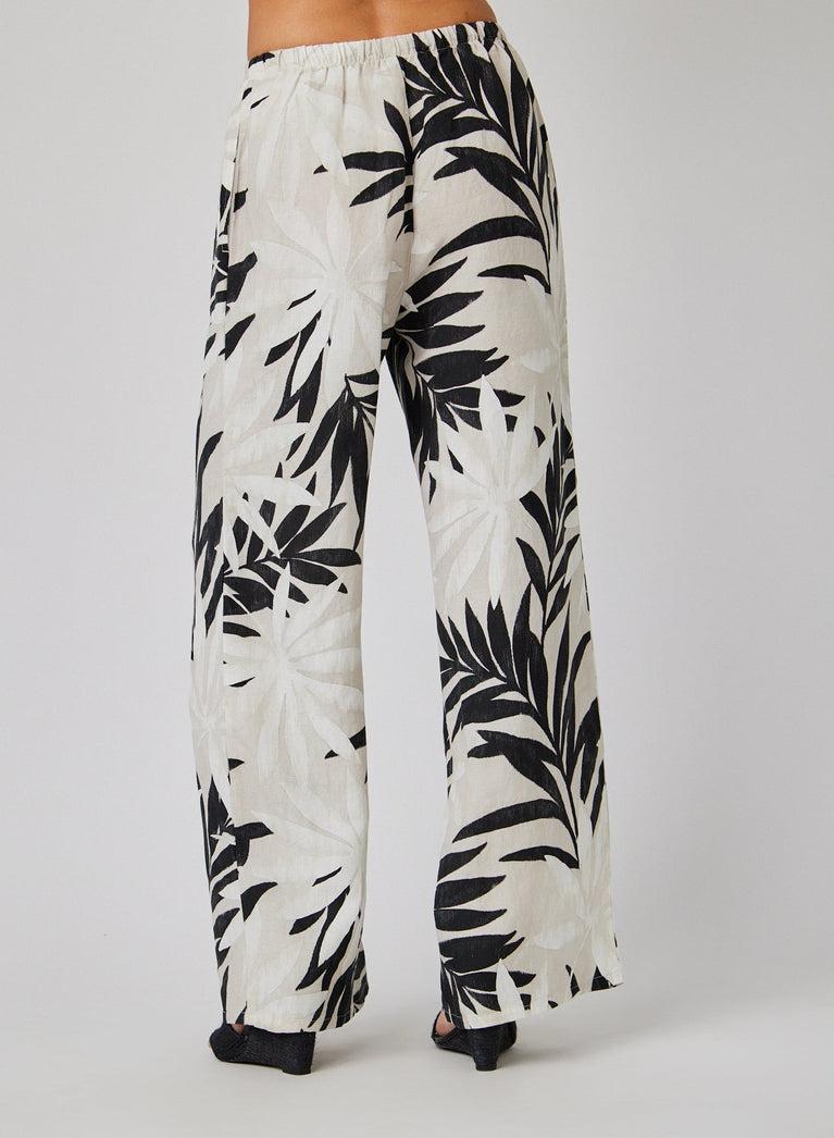 Bella Dahl Wide Leg With Drawstring - Maui Palm Print