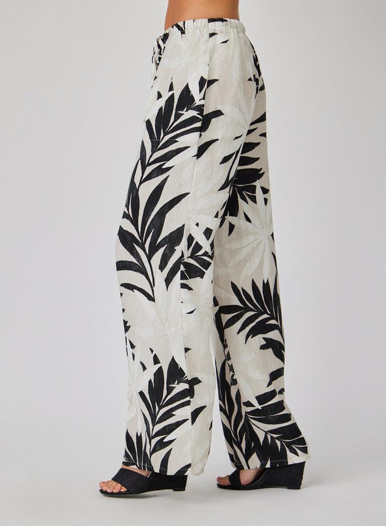 Bella Dahl Wide Leg With Drawstring - Maui Palm Print