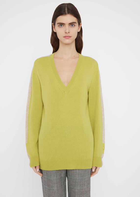 Bella Freud BRITT V-NECK JUMPER | CELERY | XS – Bella Freud