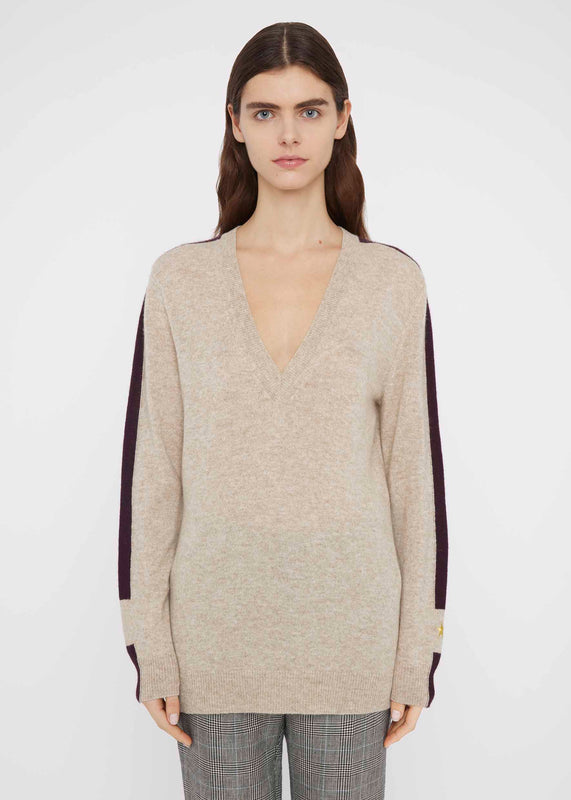 Bella Freud BRITT V-NECK JUMPER | PLUM | XS – Bella Freud