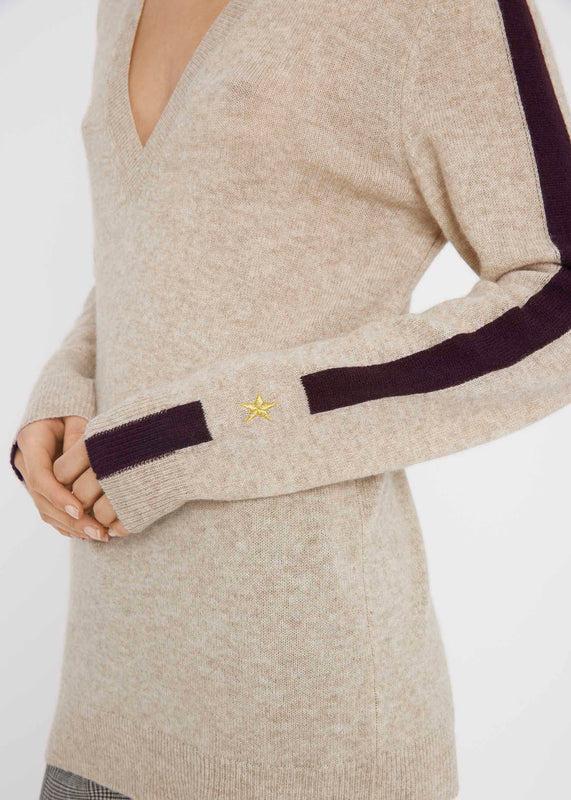 Bella Freud BRITT V-NECK JUMPER | PLUM | XS – Bella Freud