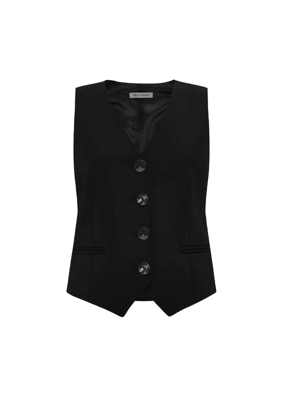 bella freud Cavalry Twill Chrissie Waistcoat in Black