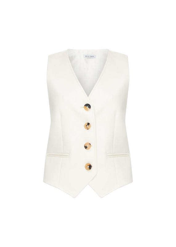 bella freud Cavalry Twill Chrissie Waistcoat in Ivory