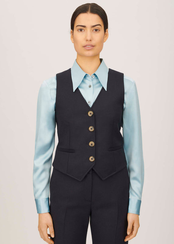 Bella Freud Cavalry Twill Chrissie Waistcoat In Navy