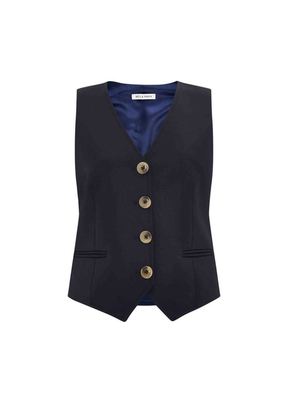 bella freud Cavalry Twill Chrissie Waistcoat in Navy
