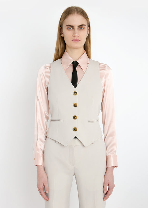 Bella Freud CHRISSIE WAISTCOAT CAVALRY TWILL | DOVE | 6 – Bella Freud