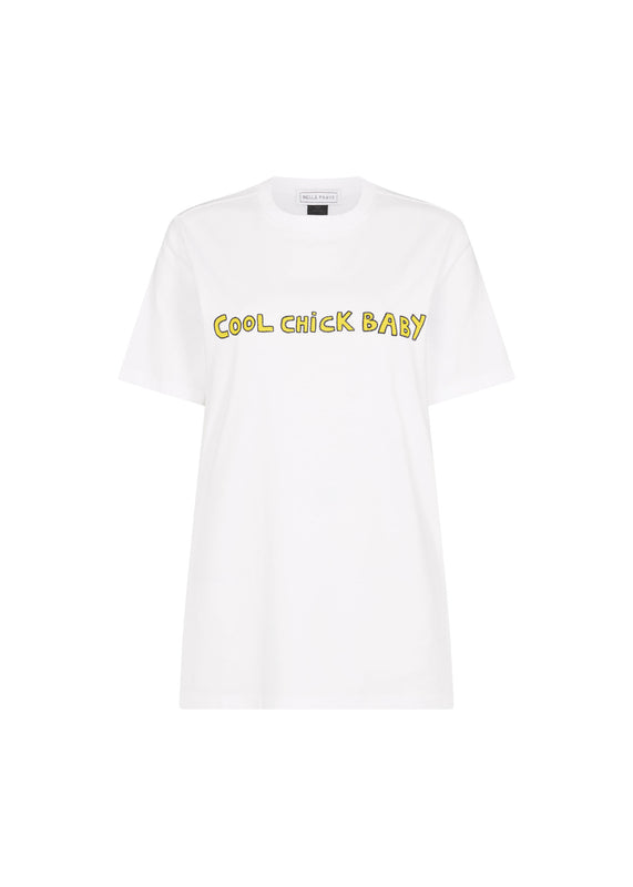 bella freud COOL CHICK BABY UNISEX T-SHIRT | WHITE & YELLOW | XS – Bella Freud
