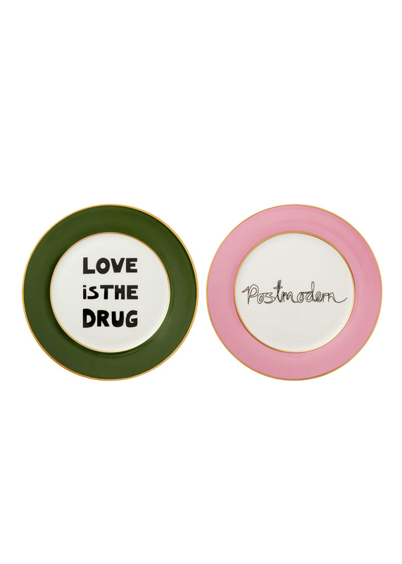 bella freud Dinner Plate Set - Love Is The Drug/Postmodern
