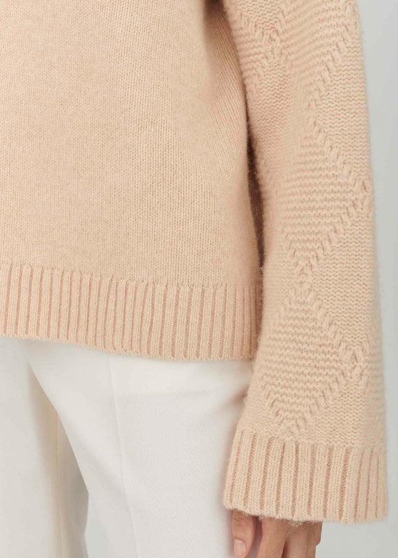 Bella Freud Embossed Sleeve Lux Roll Neck Jumper In Cream