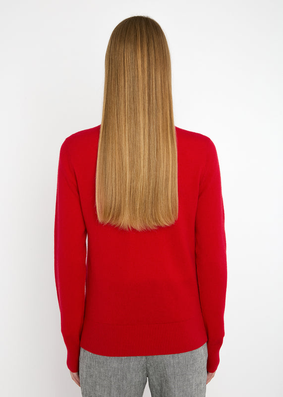 Bella Freud EMBROIDERED DOG V-NECK JUMPER | RED | XS – Bella Freud