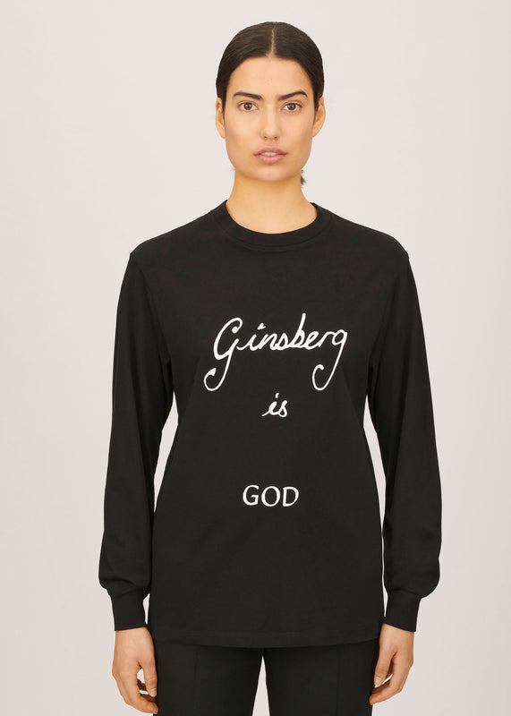 Bella Freud Ginsberg Is God Long Sleeve T-Shirt In Black
