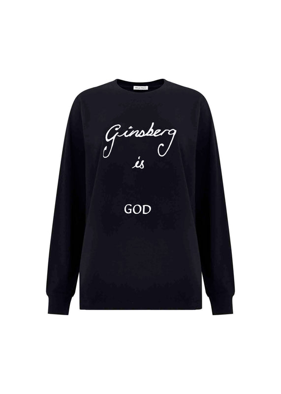 bella freud Ginsberg Is God Long Sleeve T-Shirt in Black