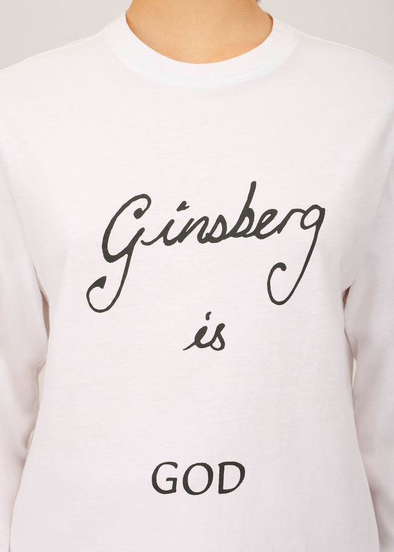 Bella Freud Ginsberg Is God Long Sleeve T-Shirt In White