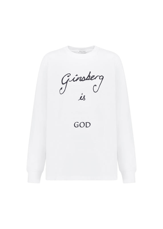 bella freud Ginsberg Is God Long Sleeve T-Shirt in White