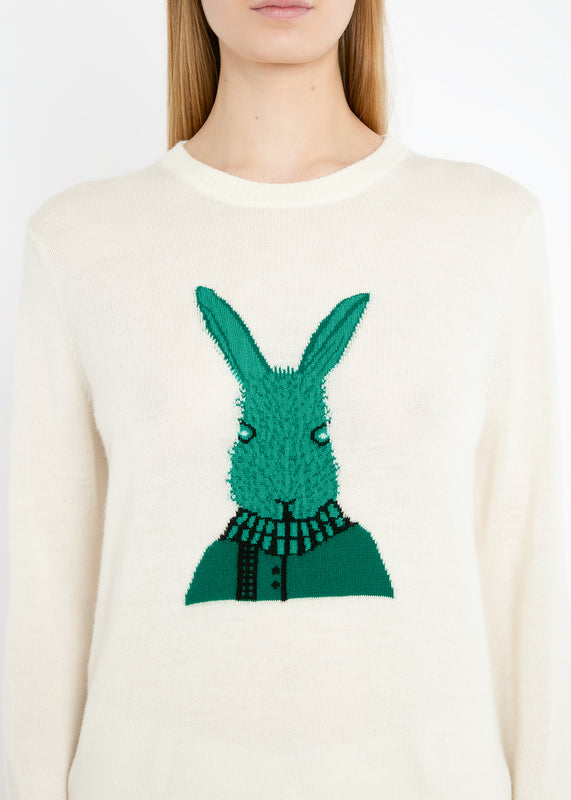 Bella Freud GREEN BUNNY JUMPER | CREAM & GREEN | XS – Bella Freud