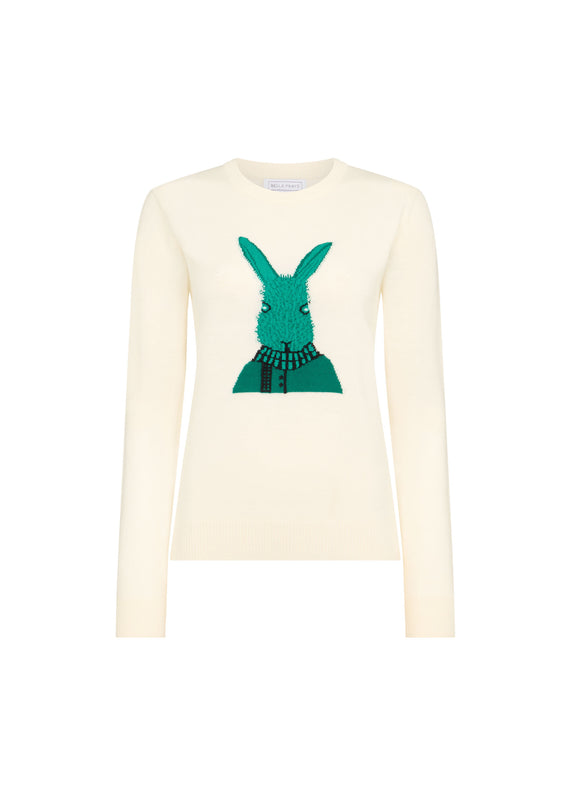 bella freud GREEN BUNNY JUMPER | CREAM & GREEN | XS – Bella Freud