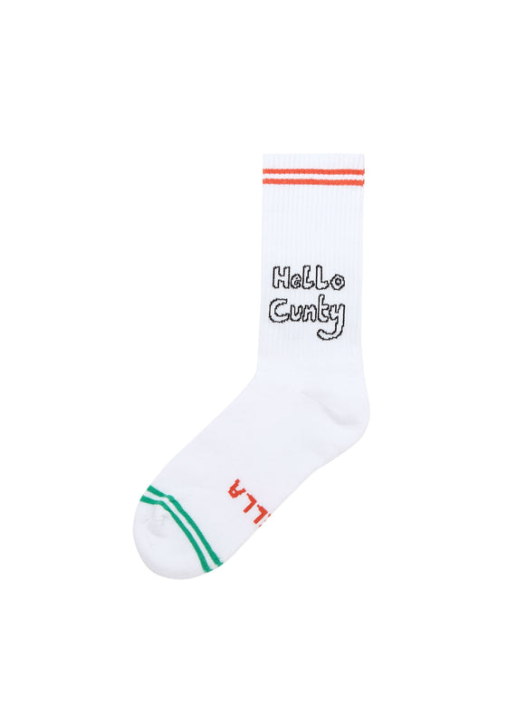 Bella Freud HELLO CUNTY SOCKS | WHITE | ONE SIZE – Bella Freud