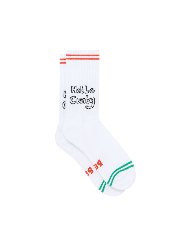 bella freud HELLO CUNTY SOCKS | WHITE | ONE SIZE – Bella Freud