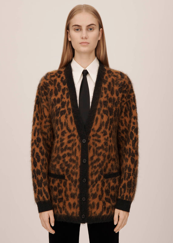 Bella Freud Leopard Oversized Cardigan In Black L Bella Freud