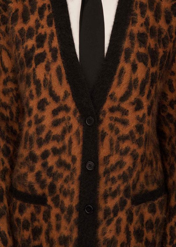 Bella Freud Leopard Oversized Cardigan In Black L Bella Freud