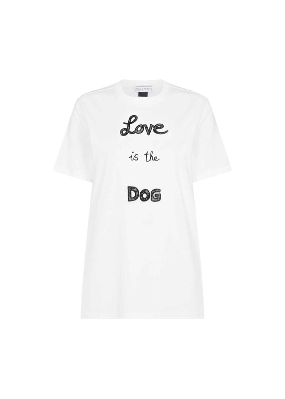 bella freud LOVE IS THE DOG UNISEX T-SHIRT | WHITE | XS – Bella Freud