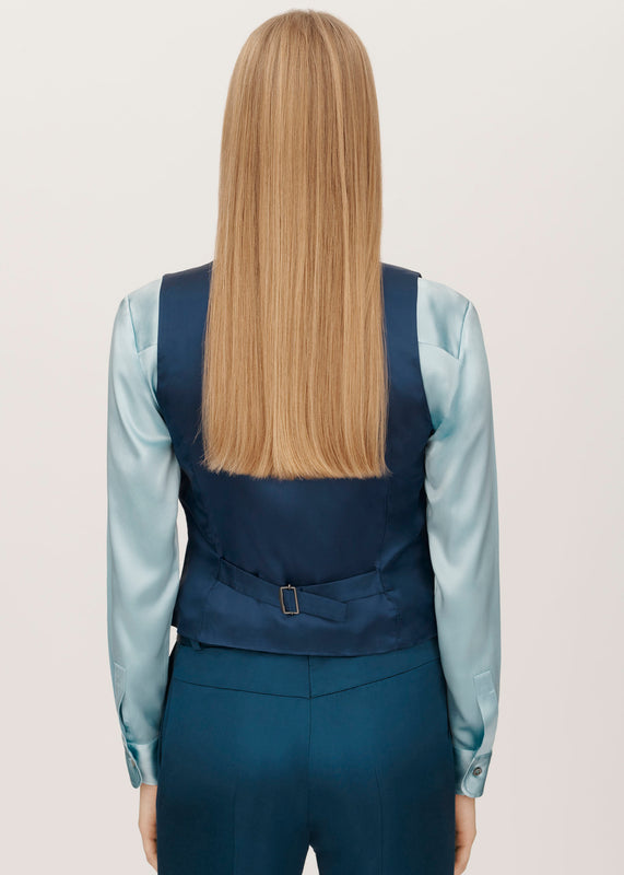 Bella Freud Satin Chrissie Waistcoat In Blue L Bella Freud