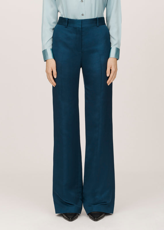 Bella Freud Satin Slim Kim Trousers In Blue L Bella Freud