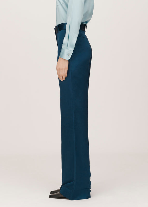 Bella Freud Satin Slim Kim Trousers In Blue L Bella Freud