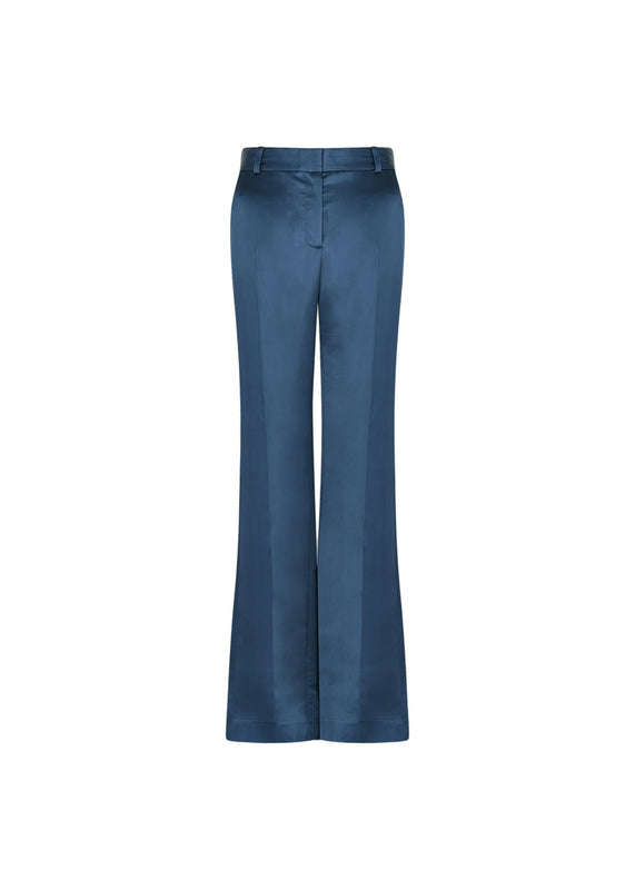 bella freud Satin Slim Kim Trousers in Blue l Bella Freud